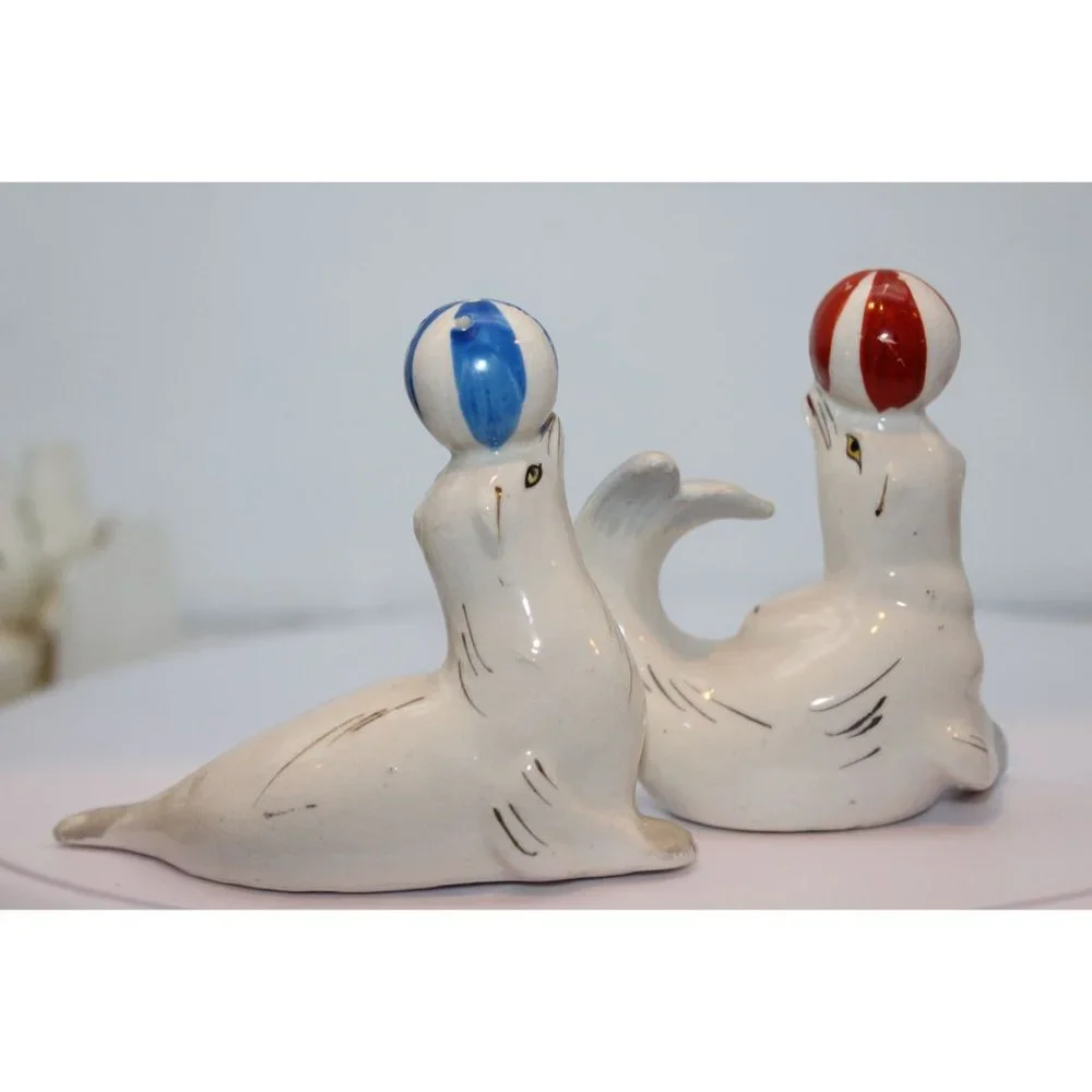 Salt & Pepper Shakers - Vintage Seals Balancing Balls
